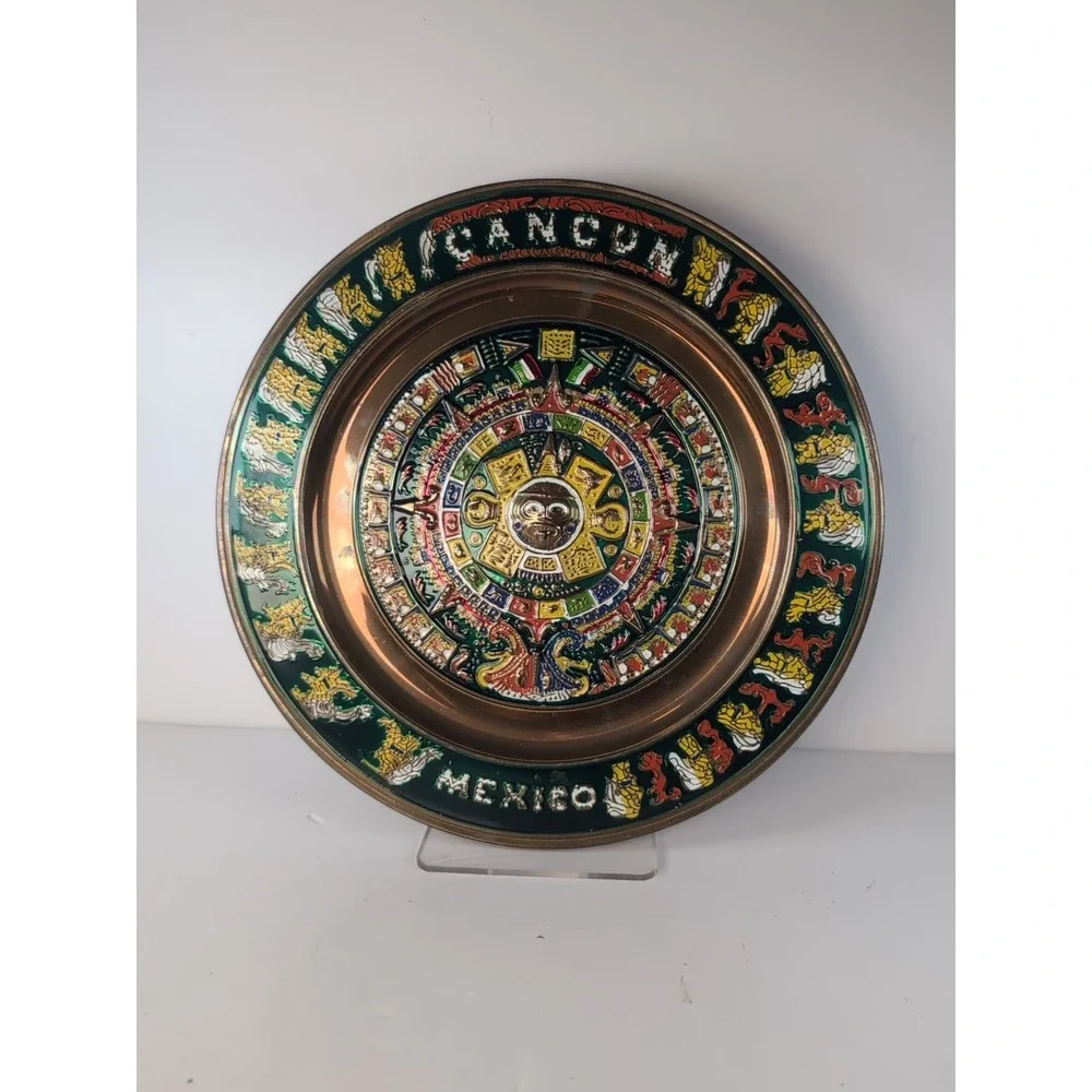 Handcrafted Cancun Mexico Enameled Aztec 11